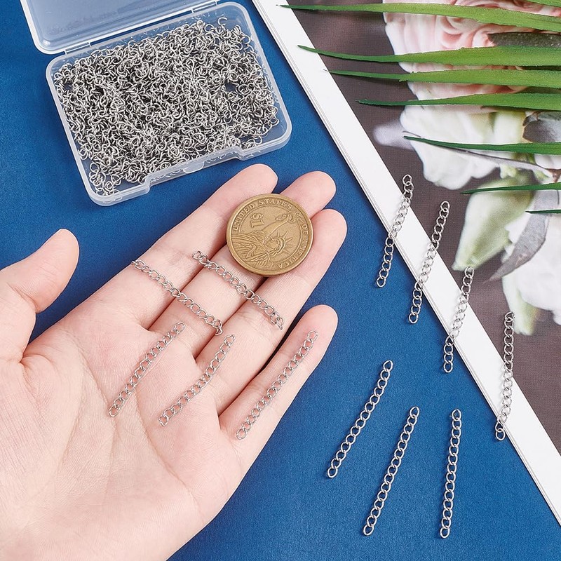 UNICRAFTALE Approx. 100 Strands 40 mm Chain Extension Soldered Extension