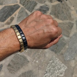 Dolceoro SB-010 Fully Black Color Italian Starter Charm 21 Links Modular Bracelet, Stainless Steel