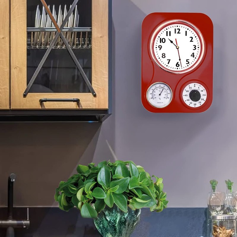 Lily's Home Reloj de cocina retro con temperatura y temporizador