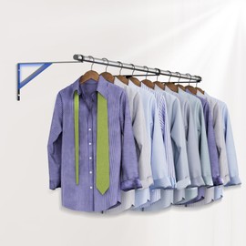 FCCRETA Clothes Rack Wall Mounted - 44'' Pipe Clothing Rack for Hanging Clothes,Heavy Duty Garment Rack Bar,Multi PurPose Clothes Rod for Closet Storage,Laundry Room,High Load 160 LBS