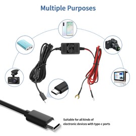 Upgraded Dash Cam Hardwire Kit, Type-C USB Hard Wire Kit 12V-24V to 5V Hardwire Kit with Low Voltage Protection 13ft Dash Cam Charger Power Cord for Dashcam GPS Power Supply Radar Detectors and More
