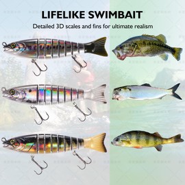 FONMANG SWIMPRO Northern Pike Fishing Lures,6.5In Glide Bait for Bass Fishing,3PCS Multi Jointed Swimbaits, Musky Lures with 3D Holographic Bionic Finish, 2026 New