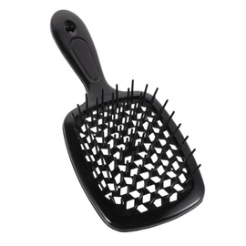 SAFIGLE Vented Detangling Hair Brush for Women and Men Wide Tooth Styling Comb for Wet and Dry Hair Hollow Grid Square Design and Scalp Massage Static Travel Comb in Black
