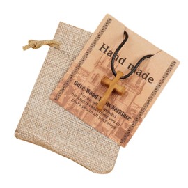 Haoyull Cross Necklace, Prayer Cross Necklace for Reflection, Wooden Crucifix Pendant, Christian Jewellery for Hope and Strength, Gift, Length: Approx.50 cm, Olive Wood, Olive wood