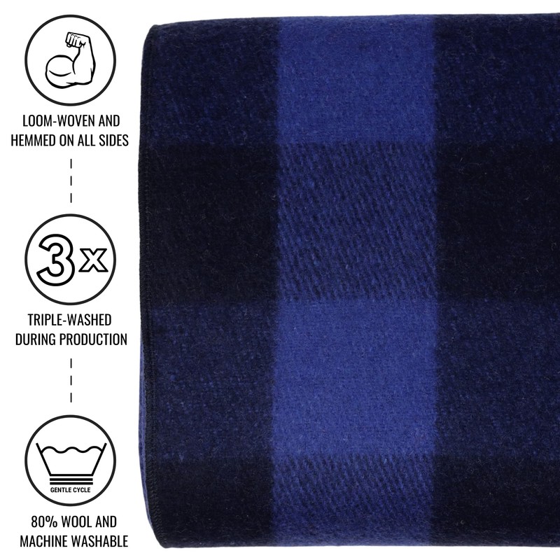 Arcturus Backwoods Wool Blanket - 4.5lbs, Warm, Heavy, Washable, Large