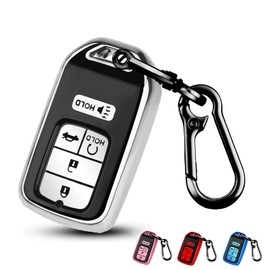 QBUC for Honda Key Fob Cover,TPU Protection Key Case for Honda 2015-2021 Civic Accord CRV HRV CRZ Crosstour Pilot Odyssey Ridgeline Passport Smart Remote Key Cover with Keychain (Silvery, 5 Buttons)