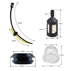 HAFRILY 5 Stück Benzinfilter Kit für Freischneider Trimmer Mower Heckenschere Rasentrimmer Ersatzteile mit Kraftstoffschlauch Benzinfilter Und 5 Vergaser-Dichtungen