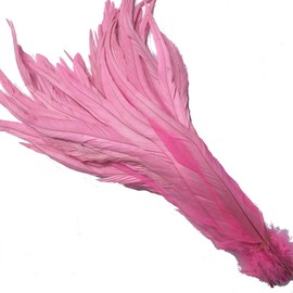 Shekyeon 12-14inch Rooster Tail Feather Used Hats Costume Decoration Pack of 50(Pink)