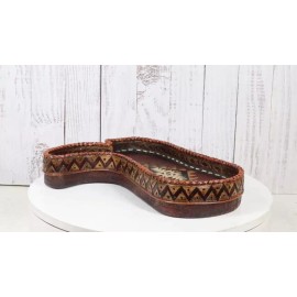 Southwest Rustic Aztec Navajo Diamond Pattern Cowboy Boot Jewelry Coin Dish Tray