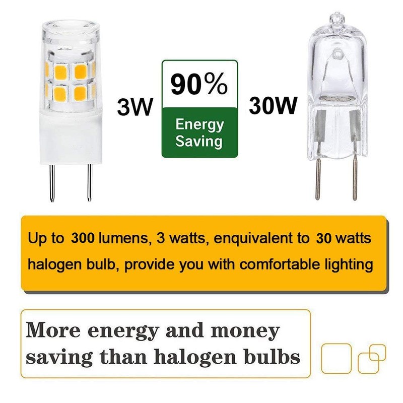 6-Pack GY8.6 G8 LED Bulb 3W, 120V 30W Halogen Replacement