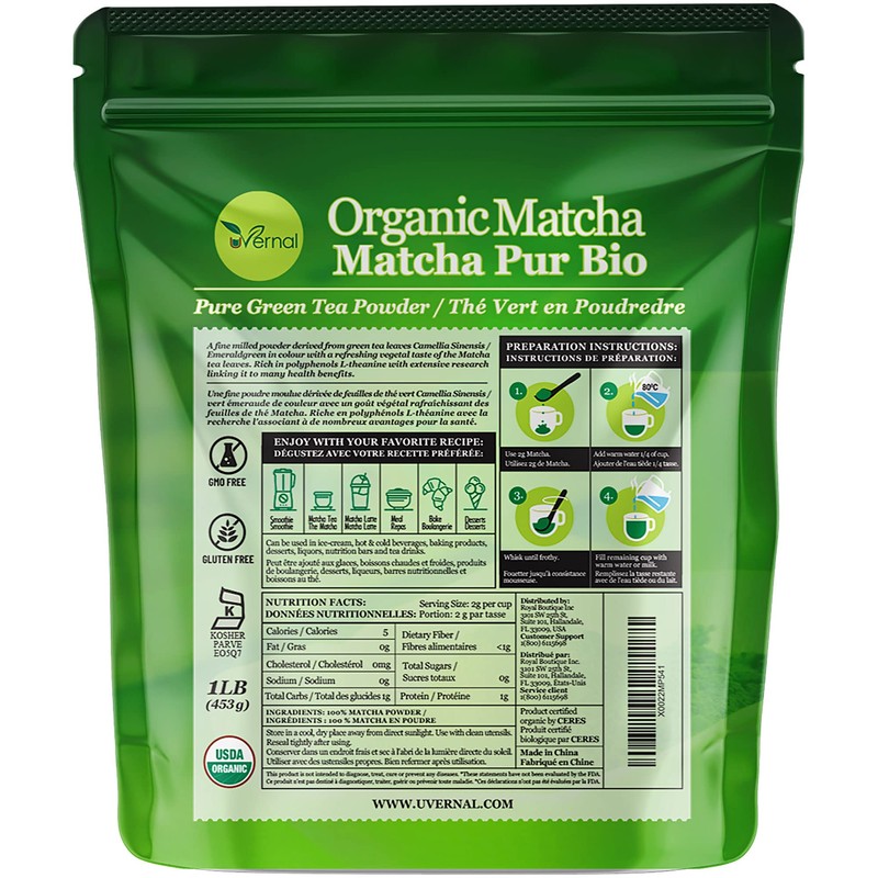 Organic Matcha Green Tea Powder (1 Lb) - 100% Pure