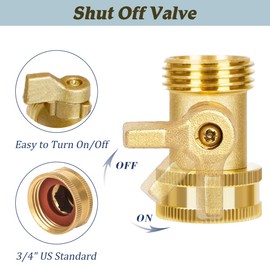 SHOWNEW Heavy Duty Brass Shut Off Valve, 3/4 Inch Solid Brass Garden Hose Valve Water Hose Shut Off Valves, 2 Packs