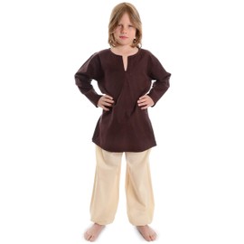 HEMAD Medieval Tunic, Children's Tunic, Red, Blue, Green, Brown, Beige, Knight Tunic, Cotton, brown