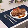 DOLOPL Placemats Set of 6, Navy Blue Faux Leather Heat