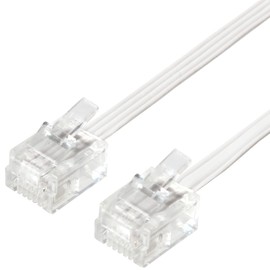 TARO'S CMJ-F10WH Modular Cable 10m Telephone/Telephone Cord Flat 6 Poles 4 Conductor White Eco Simple Package
