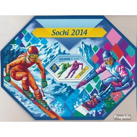 Salomoninseln miniature sheet 319 (complete. issue.) unmounted mint/never hinged ** MNH 2014 Sotschi 2014 (Stamps for collectors) Winter sports (skiing/ice hockey/bobsleigh ...)