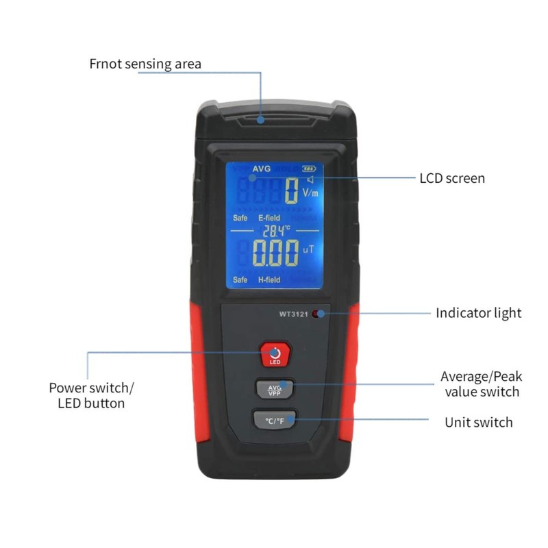 EMF Meter EMF Meter Mini LCD Portable Electromagnetic Radiation Detector