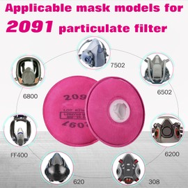 (5 Pairs) 2091 Particulate Filter for Respirator,Respirator Filters/Cartridges,Compatible with 6000,7000,FF-400 Respirator mask,Suitable for Filtering Solid Particulate Matter,Dust,Asbestos etc