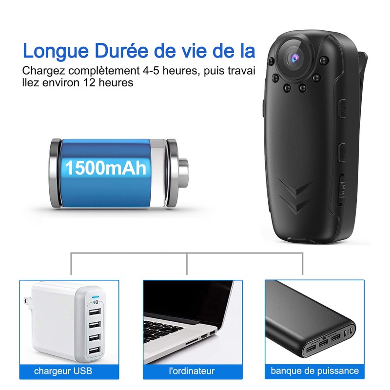 Body Camera, 1080P Police Camera Video and Motion Detection Night
