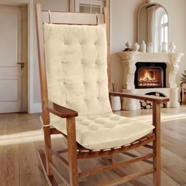 OVOV Thick Rocking Chair Cushion Warm Tufted Rocking Chair Pads Set of 2 with Ties Rocking Chair Seat Cushion Suitable for Indoor White
