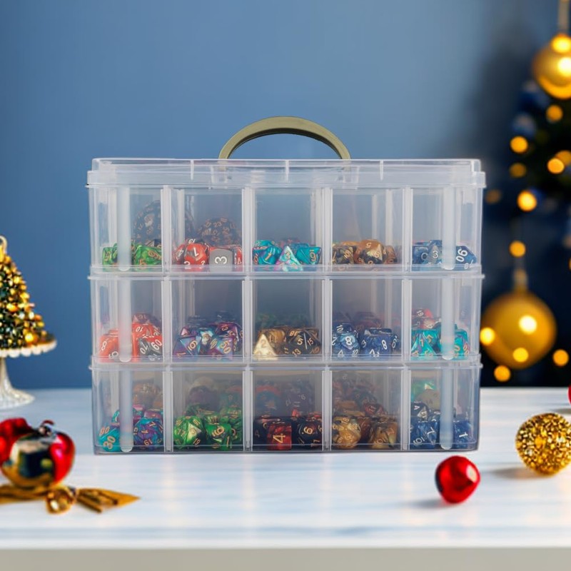 PUGED DND Dice Storage Box with Removable Dividers Polyhedral Dice