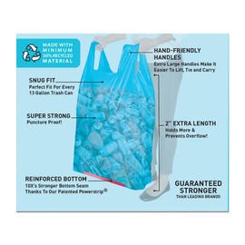Hippo Sak 13 Gallon Blue Recycling Bags with Handles