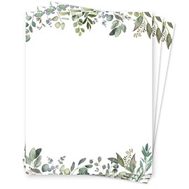 Papel de papelería con temática de hojas, papel membrete verde de 8.5 x 11 pulgadas, 50 hojas, papel de escritura elegante, bonito papel estacionario,