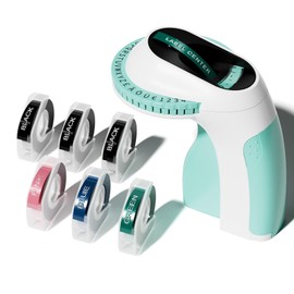 LabelCenter Labelling Device, 3D Embossing Device, Portable Labelling Device, Label Embossing Device with 6 Label Tapes, Label Printer with (£ € Ä Ö Ü), Easy to Use for Home, Office (Green)