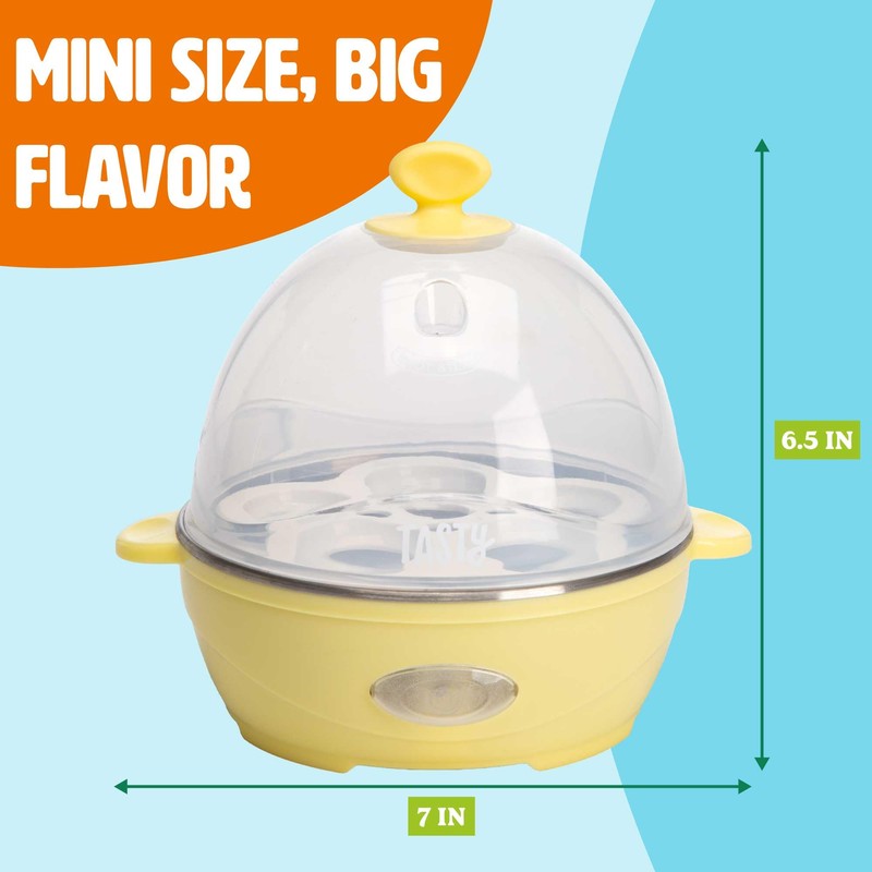 Tasty Mini Rapid Egg Cooker, 5-Egg Capacity for Perfect Hard