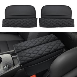 INTGET Car Center Console Armrest Cover for Nissan Rogue Accessories 2021-2026 2022 2023 2024 2025 Leather Arm Rest Box Lid Middle Console Seat Cover Protector (Black Cushion Texture, 2021-2026)