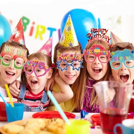 12PCS Happy Birthday Glasses, Birthday Party Paper Eyeglasses Photo Booth Props for Birthdays Party Supplies Decorations
