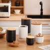 Food Storage Jar Strong Ceramic Storage Canisters with Airtight Wooden