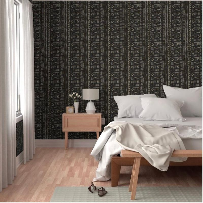 Segou Mudcloth-inspired Wallpaper, Bedding, and Art - Size: Standard roll