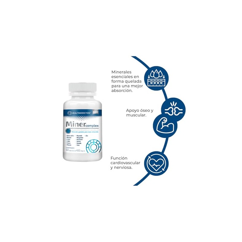 HEALTHADDICTION - Miner Complex - Suplemento Multimineral de Minerales Quelados