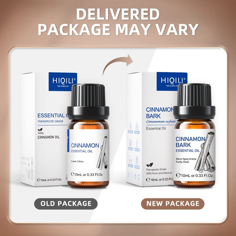 HIQILI Cinnamon Essential Oil,Pure Natural Organic Therapeutic Grade for Diffuser,Massage-10ml
