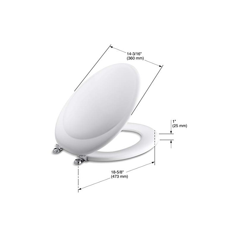 KOHLER K-4615 Revival Elongated Toilet Seat with Polished Chrome Hinges,