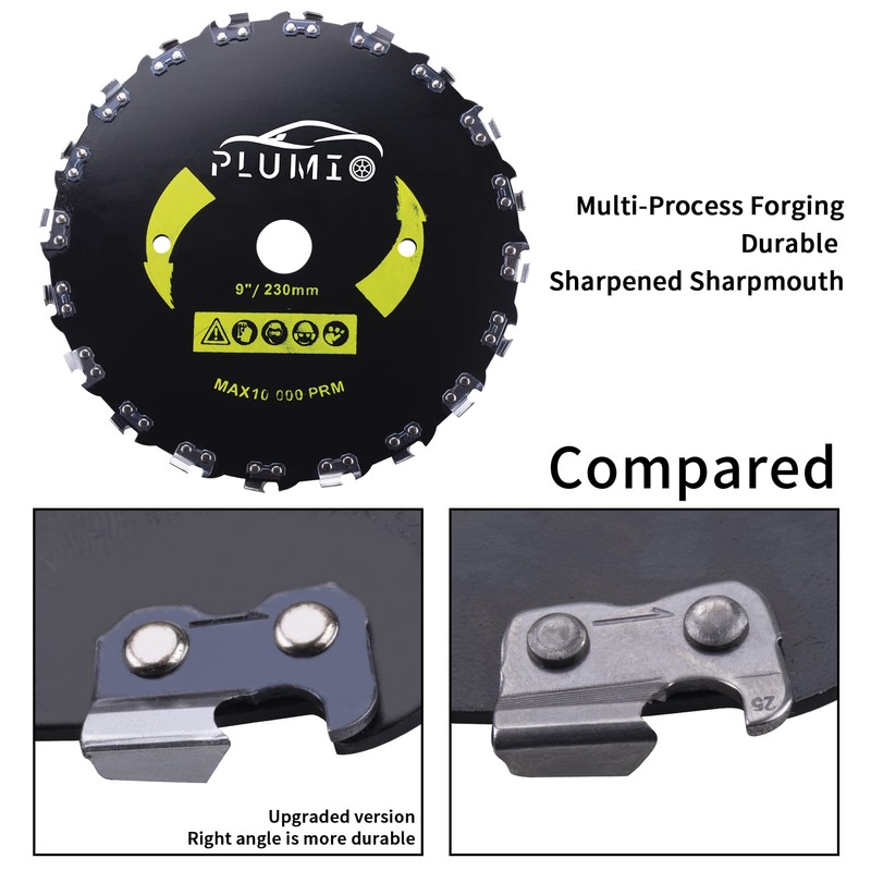 PLUMIA 9" x 20T 2-Set Carbon Steel Round Chainsaw Tooth