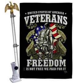 Breeze Decor Freedom House Flag Eagle Set Armed Forces Day All Branches Support Honor United State American Military Veteran Banner Small Garden Yard Gift Double-Sided, Made in USA