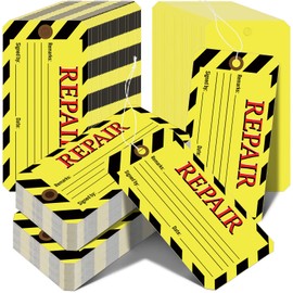 Amyhill 240 Pack Repair Tags Yellow Maintenance Required Tags with Wire Production Quality Control Tags with 8 Inch Attached Cotton String, 2.6 x 5.3 Inch