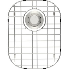 SANNO Sink Protector Grid for Kitchen Sink, 14.57" L X 11.22" W Bottom Grid with Rear Drain Hole, Single Bowl Sink Rack, Stainless Steel 1 Pack