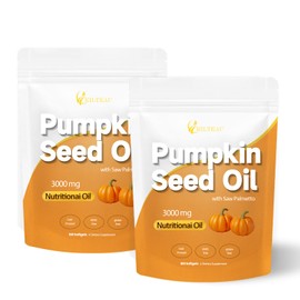 EILTEAU Pumpkin Seed Oil with Saw Palmetto,3000mg Per Serving, Cold Pressed,Essential Fatty Acids & Phytosterols, Non-GMO,Supports Hair, Urinary, Bladder & Prostate Health 180 Softgels (2)