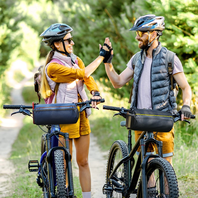 OBOVA Bike Handlebar Bag 3.3L 8-Pocket Waterproof Handlebar Bags for