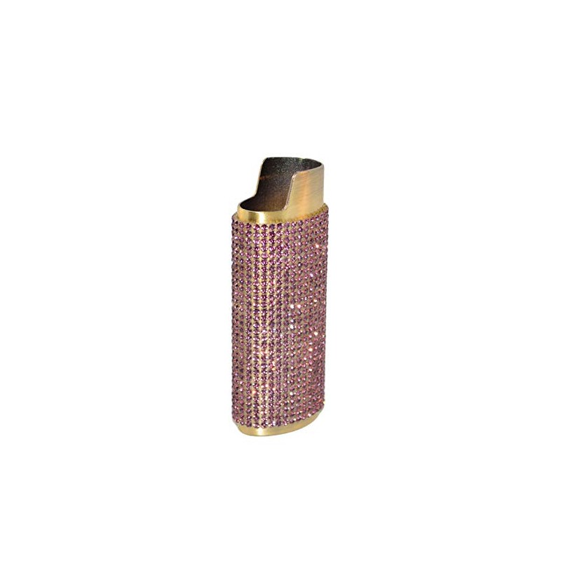 Light Purple Rhinestone Lighter Sleeve Covers LS22-25 (Gold Sleeve)