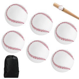 LEKEFETO Pack of 6 Professional Baseballs: 9 Inch Hand-Stitched PU Soft Baseballs with Drawstring Bags, for Training, Youth & Adults, High-Quality Baseball Balls for Competition & Leisure