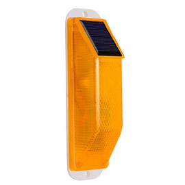 RISOON Solar Strobe Warning Light: Sensitive LED Warning Lamp High Bright Waterproof IP65 Flashing Beacon Barricade Construction Safety Traffic Light for Driveways Dock (Yellow)
