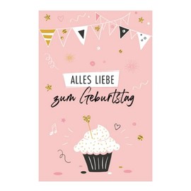 1 Elegant Birthday Card with 1 Envelope 18 x 12 cm Folding Card for Birthday Card Happy Birthday Card Colourful Muffin