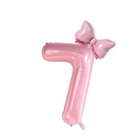 40inch Pink Butterfly Number 7 Balloons, Giant Big Foil Mylar Helium Numbers Balloons 7, Butterfly Themed Birthday Party Supplies, 7th Birthday Party Decorations (Pink 7)