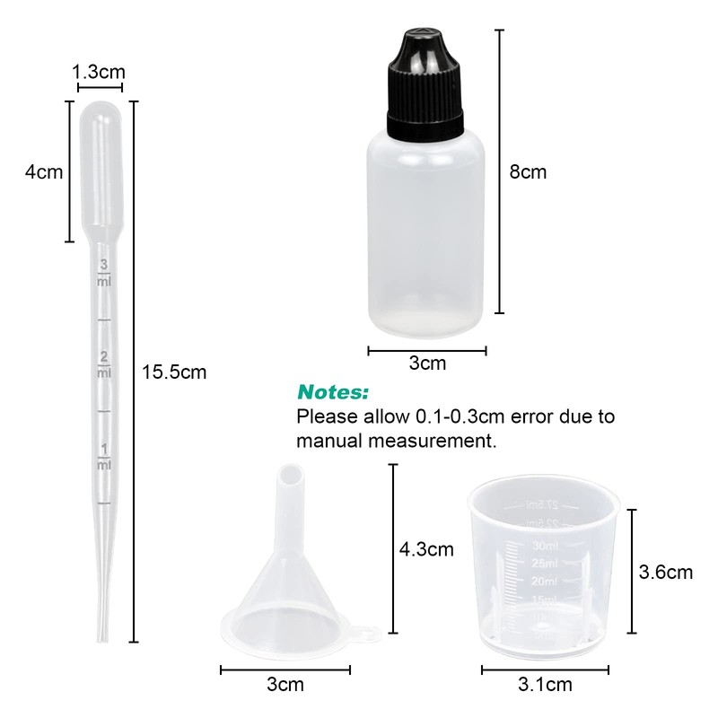 Reyshin 20 Pack 30ml Plastic Dropper Bottle, Plastic Empty Squeezable