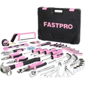 FASTPRO 198-Piece Pink Tool Set, Household Repairing Tool Set with Toolbox, SAE Mechanics Hand Tool Kit for DIY, Home Maintenance