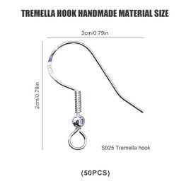 50 Pcs Silver Earring Hooks for Jewellery Making - 925 Sterling Silver, Hypoallergenic Fish Hook Earring Wires, Earring Making Supplies, Jewellery Findings for DIY Earring Jewellery Making